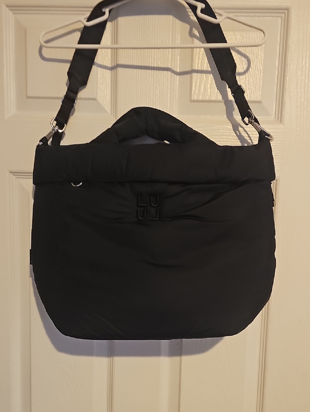 Lululemon Black Quilted Puffer Shoulder Bag with Logo